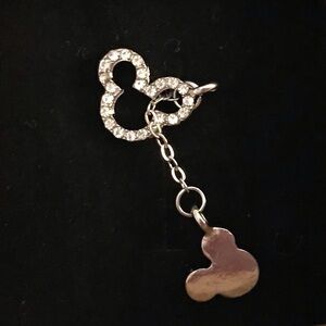 Disney Silver Mickey Head Crystal Dangle Charm